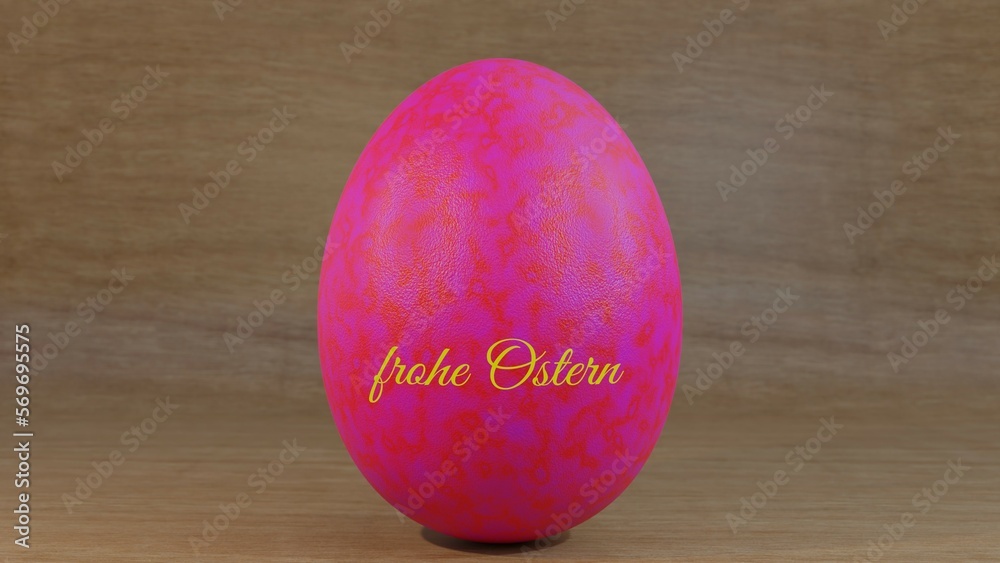 Osterei Pink gefleckt mit Schriftzug frohe Ostern Osterei Pink gefleckt mit Schriftzug frohe Ostern