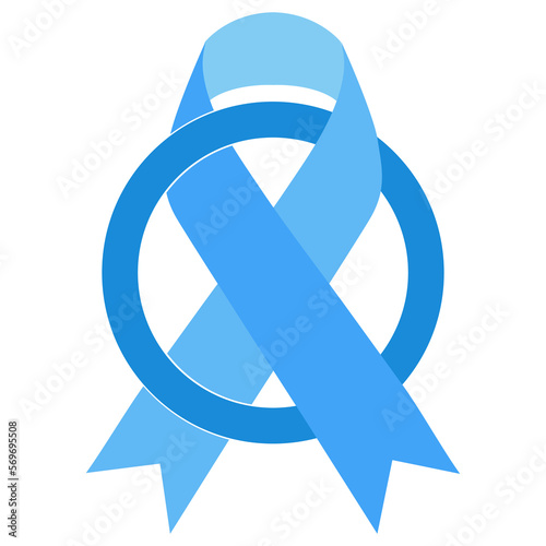 World diabetes day illustration.Blue ribbon with circle on white background