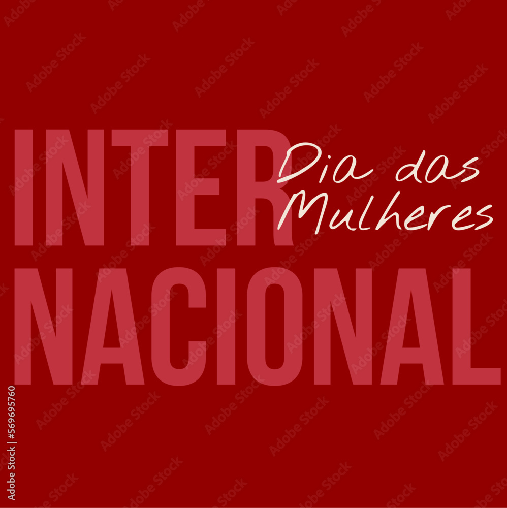 Projeto de ilustração do Dia Internacional da Mulher com fundo vermelho