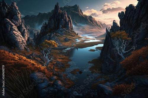 Stunning mountain landscape view generative AI
