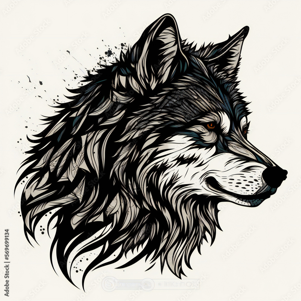 wolf head vector illustration, very highly detailed, isolated on blank white background, logo or design, generative AI wolf head vector illustration, very highly detailed, isolated on blank white background, logo or design, generative AI