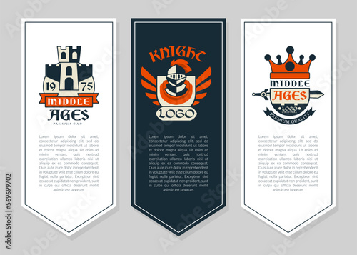 Medieval and Middle Ages Banner or Poster with Logo and Emblem Vector Template