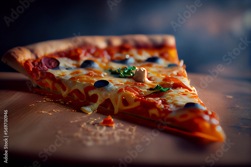 Appetitanregendes italienische Pizzastück mit viel Käse - Generative Ai