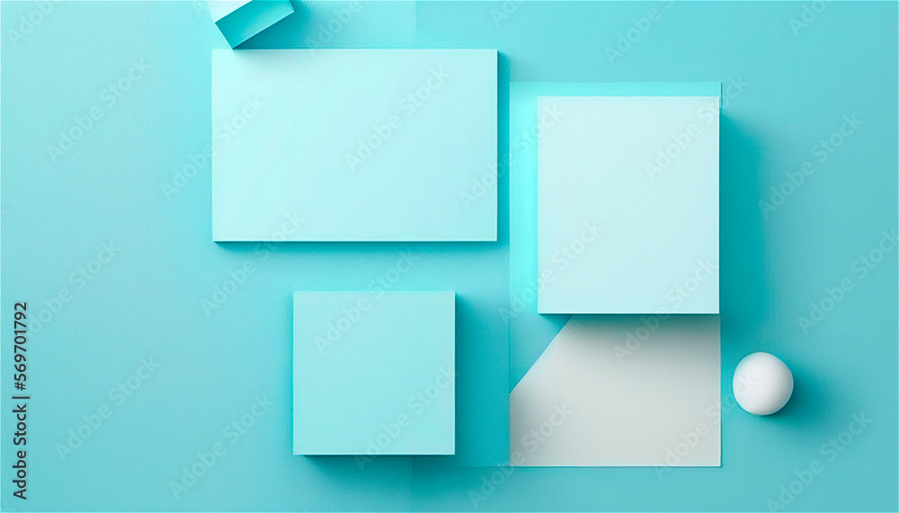 Pastel blue empty paper texture background template, banner for advertising. Rectangular geometric shapes. Copy space. space for text. AI generated. Pastel blue empty paper texture background template, banner for advertising. Rectangular geometric shapes. Copy space. space for text. AI generated.