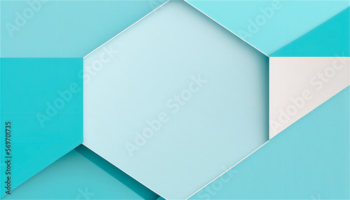 Pastel blue empty paper texture background template, banner for advertising. Rectangular geometric shapes. Copy space. space for text. AI generated.