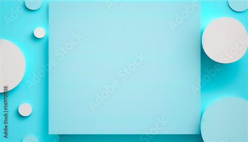 Pastel blue empty paper texture background template, banner for advertising. Rectangular geometric shapes. Copy space. space for text. AI generated.