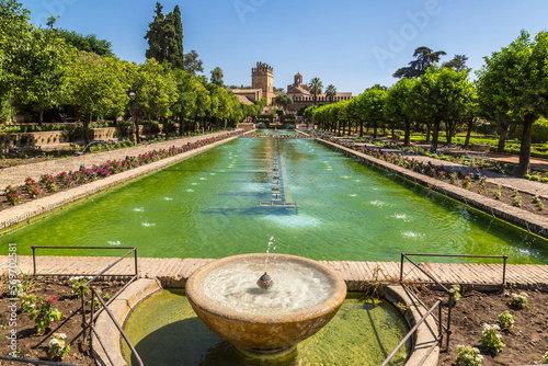 Fountain gardens of Alcazar in Cordoba