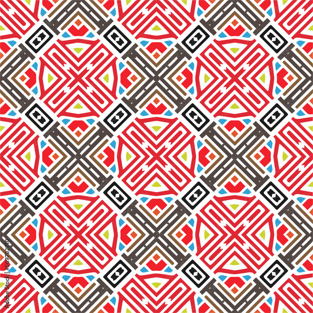 Vector geometric ornament in ethnic style. Seamless pattern with  abstract shapes, repeat tiles. Repeating pattern for decor, textile and fabric.