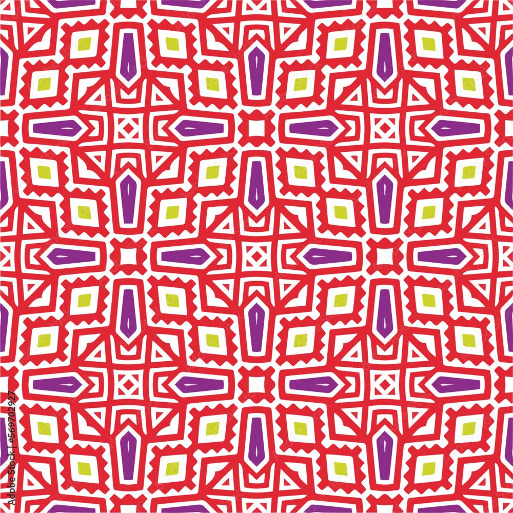 Vector geometric ornament in ethnic style. Seamless pattern with  abstract shapes, repeat tiles. Repeating pattern for decor, textile and fabric.