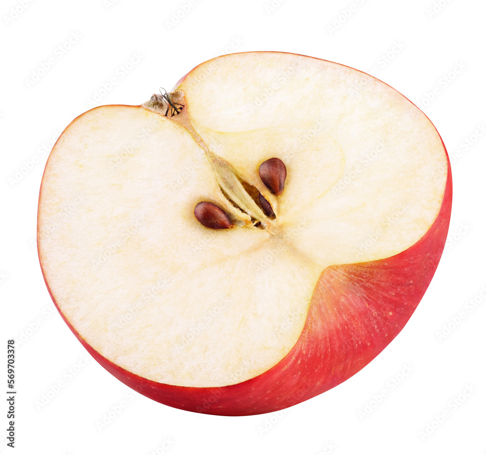 Ripe red apple half fruit isolated on transparent background. Half of ...