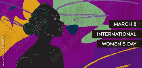 International Women Day abctract silhouette woman card