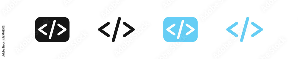 Code icon. Software symbol. Developer signs. Frontend, backend symbols ...