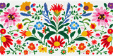 Colorful Mexican floral pattern on a white background, generative AI