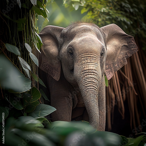 Elephant in the Jungle - pet photography - AI Generated