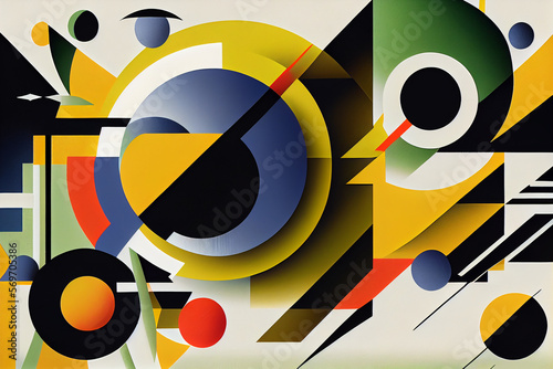 Abstract bauhaus background minimal geometric style with geometry figures and shapes circle, triangle, square. Human psychology and mental health concept illustration.
