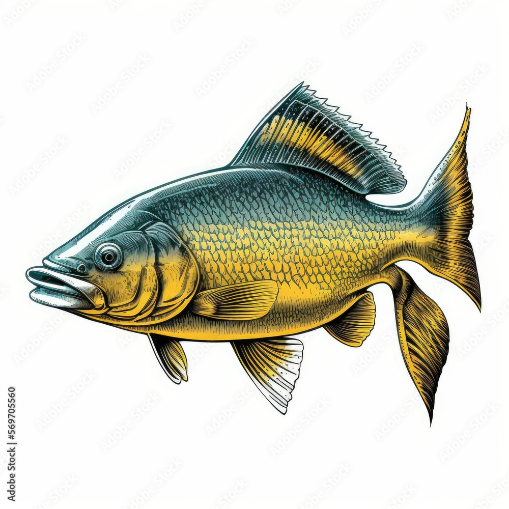 Fototapeta premium Golden Dorado Illustration, Fish, Generative AI, AI