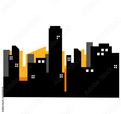 Black city Silhouette building