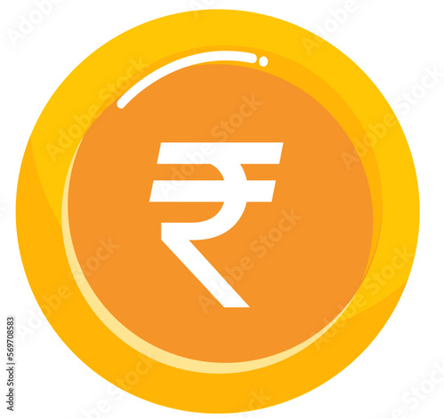 Indian rupee sign gold coin