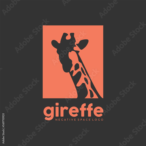 Giraffe logo icon vector. Modern negative space animal design