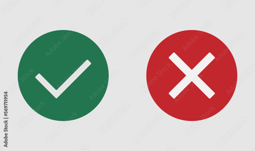 Image of green check mark and red cross, vector illustration Image of green check mark and red cross, vector illustration