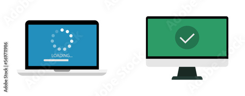 Color image of laptop. Vector illustration
