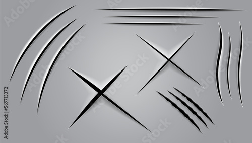 claw scratches damage mark effect isolated - 3D illustration