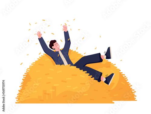 Rich man with golden coins