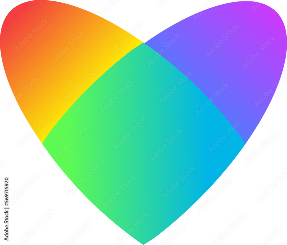 Rainbow heart shaped paper