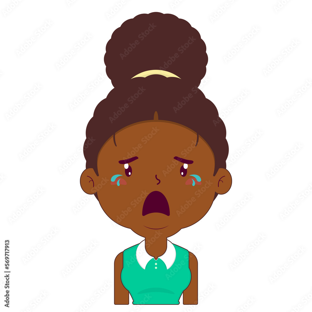 Obraz premium afro woman crying and scared face cartoon cute