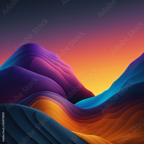 Abstract modern desktop wallpaper, waves, shades of black orange and blue, background for landing page