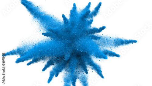 Explosion of blue powder on a transparent background	
