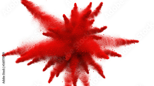 Explosion of red powder on a transparent background	
