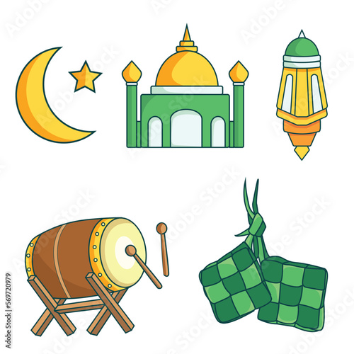 ramadan month bundle illustration, ramadan kareem