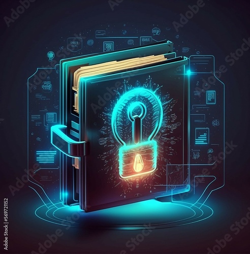 A modern image of a digital cybersecurity lock with encryption, perfect for illustrating the concept of data and information security