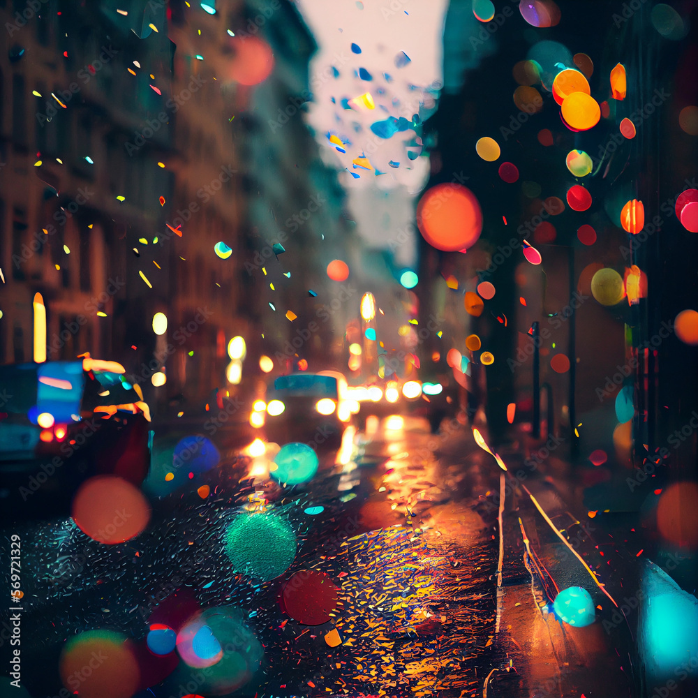 colorful confetti rain