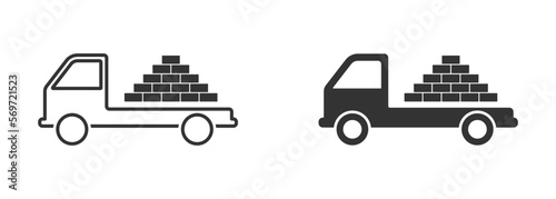 Brick truck icon. Vector illustration.