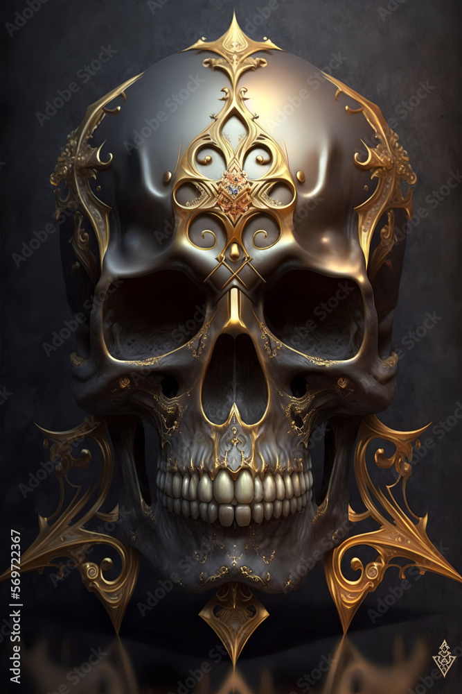 Mystical Allure An AI Created Digital Art Print Featuring a Spellbinding Skull Mystical Allure An AI Created Digital Art Print Featuring a Spellbinding Skull
