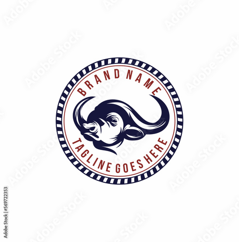 vintage bull logo design inspiration, with circle badge
