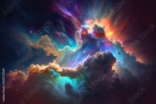 Elegant design of colorful gas clouds in space  generative ai
