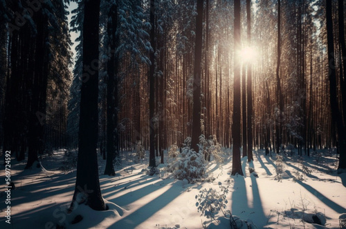 Winter in the woods at sunset, landscape, winter scene © GS Edwards Studio