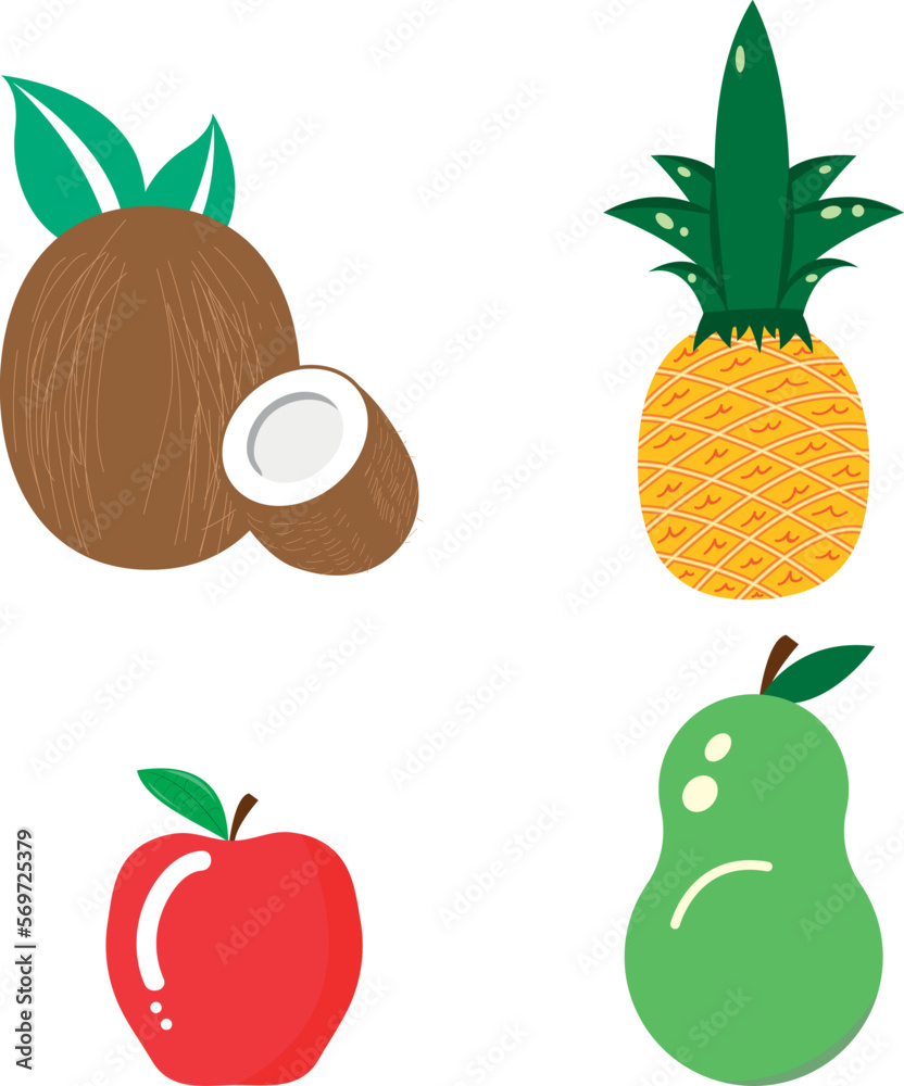 Frutas ilustraciones estilo flat.
