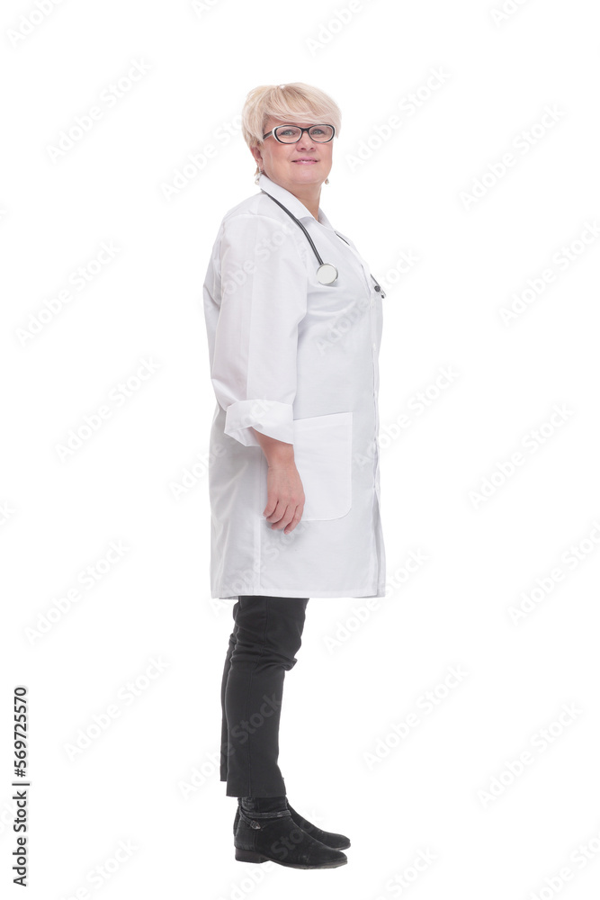 in full growth. competent doctor in a white coat. in full growth. competent doctor in a white coat.
