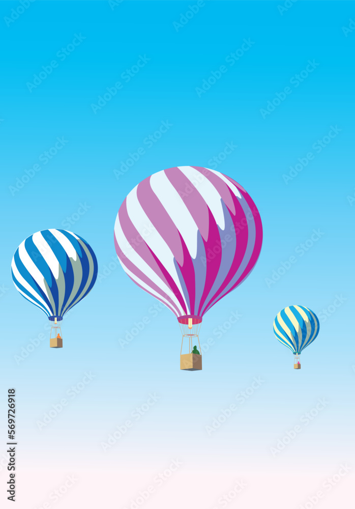 Fototapeta premium Vector illustration colorful balloons in the sky