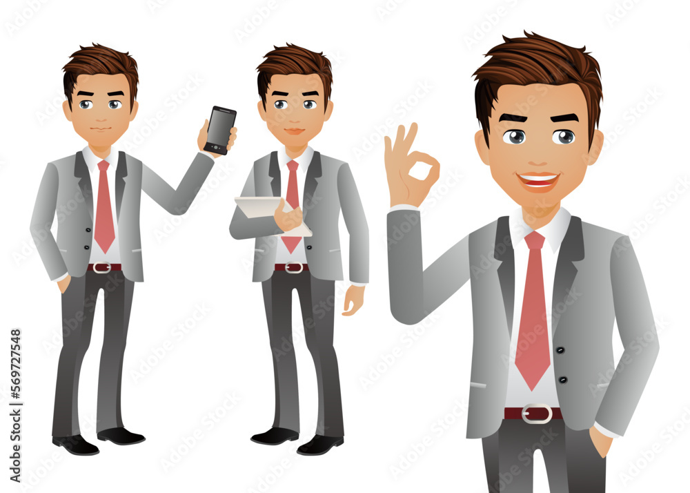 Office worker with different poses