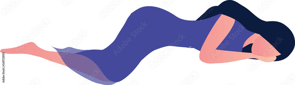 Healthy sleep concept, beautiful woman sleeping happily on bed at night on png background Healthy sleep concept, beautiful woman sleeping happily on bed at night on png background
