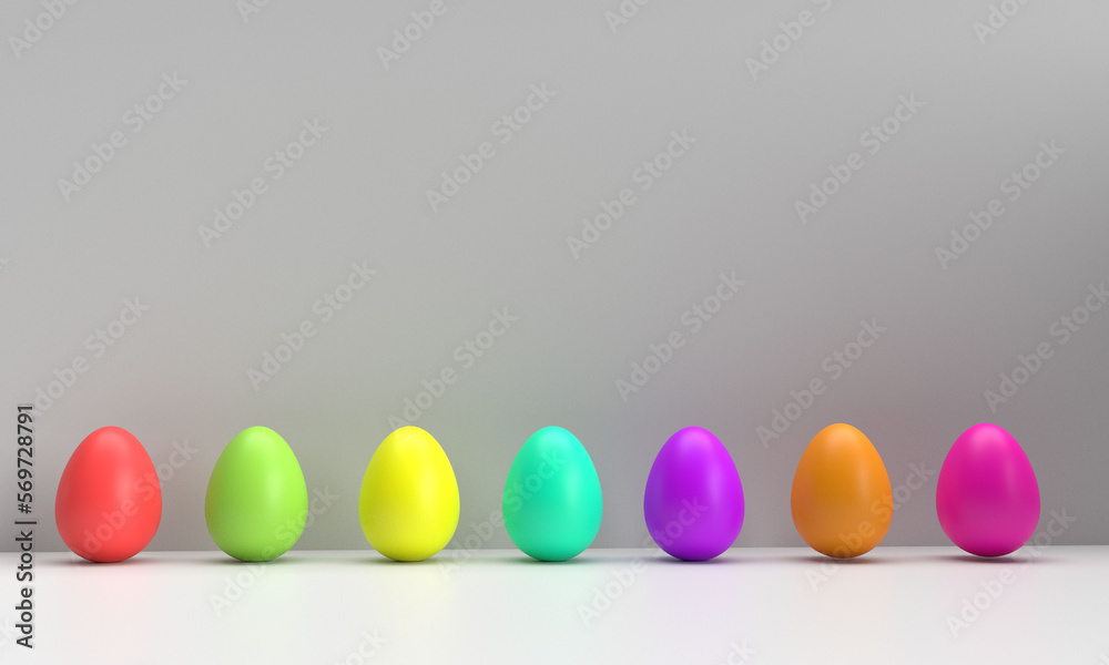 colorful rainbow easter egg object happy april month holiday spring season time gift award group collection set animal wild vintage character bunny beautiful festival celebration party event concept 