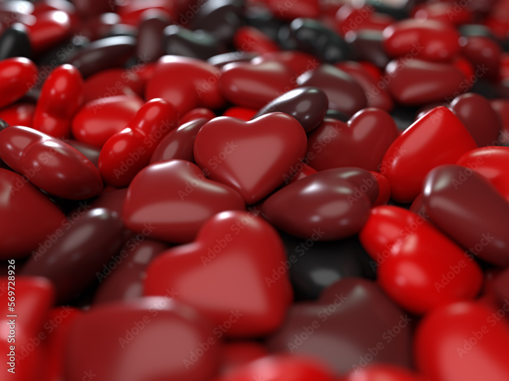 heart shaped 3d object cluster 