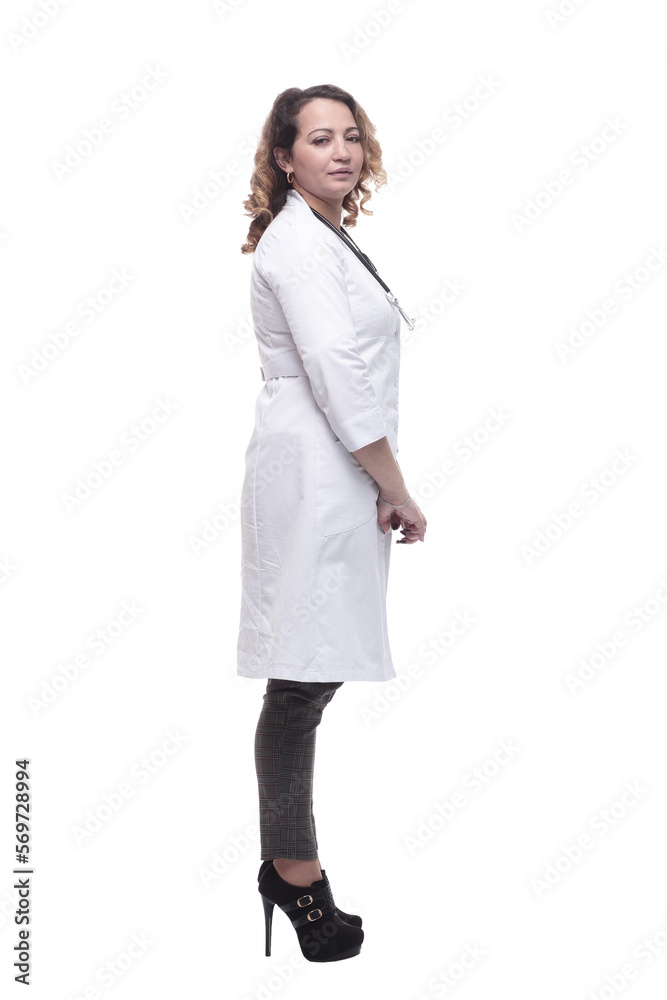 young woman doctor with a stethoscope. isolated on a white young woman doctor with a stethoscope. isolated on a white