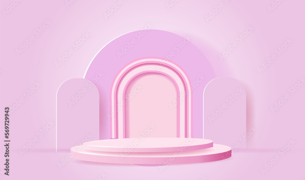 minimal scene with geometrical forms. cylinder podiums in soft pink background with balls. Scene to show cosmetic product, Showcase, shopfront, display case. minimal scene with geometrical forms. cylinder podiums in soft pink background with balls. Scene to show cosmetic product, Showcase, shopfront, display case.
