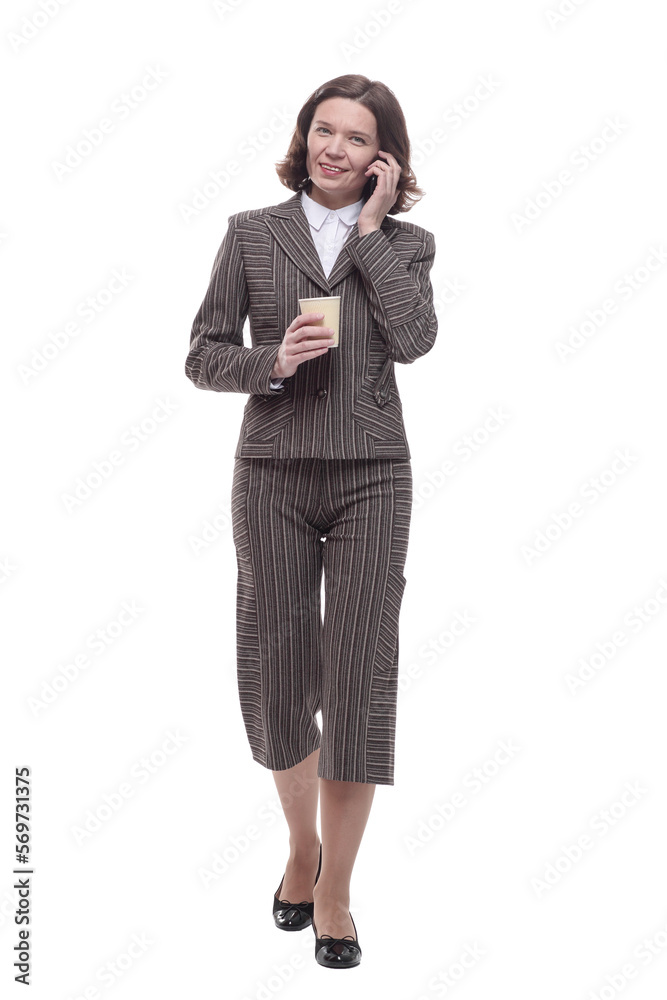 modern business woman with a smartphone and takeaway coffee. modern business woman with a smartphone and takeaway coffee.